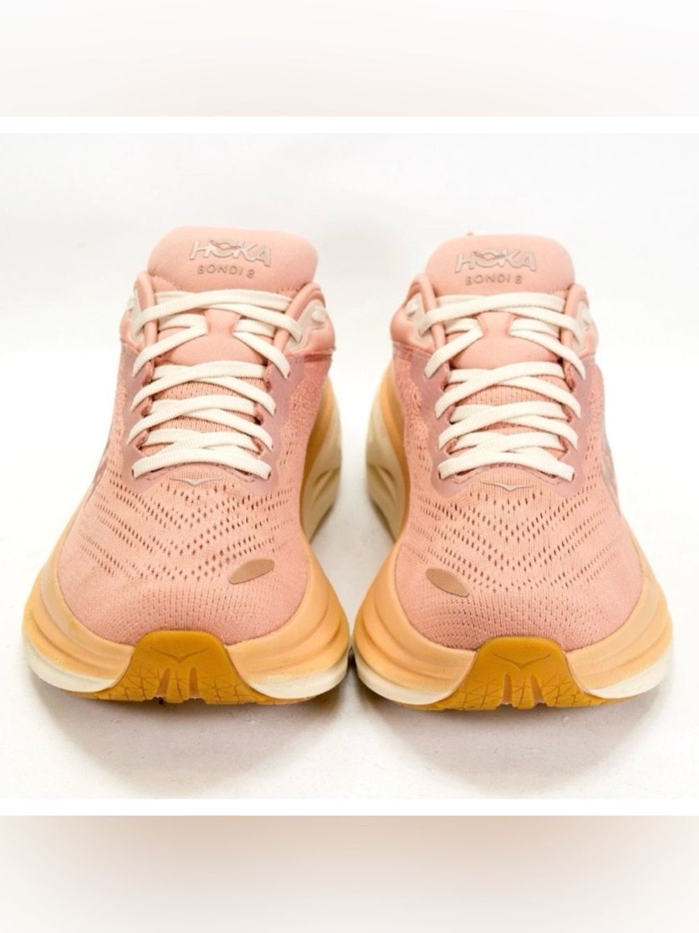 Hoka One One Bondi 8 Womens Size US 8 B Sandstone Cream Comfort Running Shoes - Picture 7 of 13